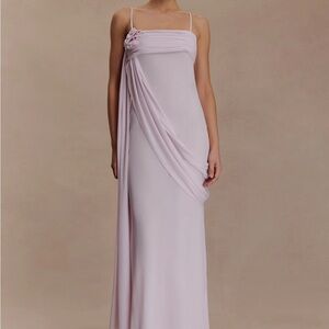 Meshki Leena Gown - Draped Spaghetti-Strap Lavender Evening Dress